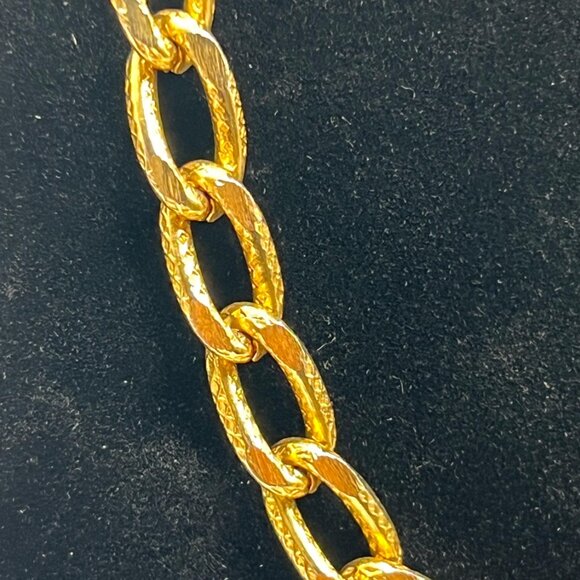 Vintage Goldtone Woven stamped Chain Necklace 24” - Picture 3 of 6